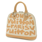 Louis Vuitton Graffiti Alma MM Handbag Leather Beige Ivory White Silver — view 2