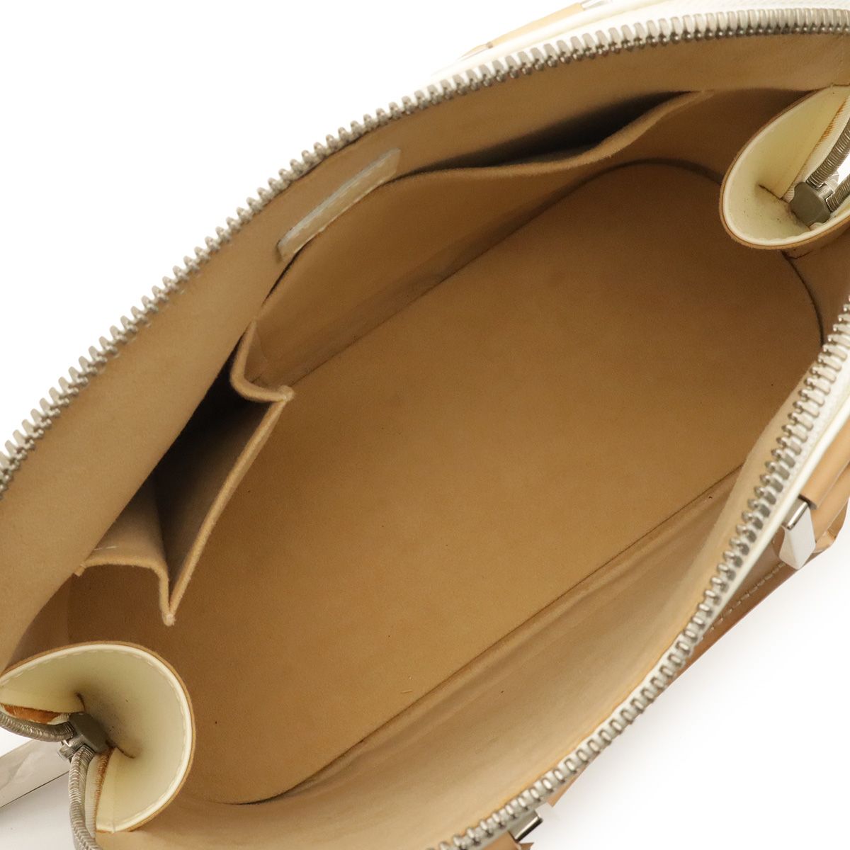 Louis Vuitton Graffiti Alma MM Handbag Leather Beige Ivory White Silver — view 7