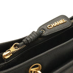 Chanel CC Logo Tote Chain Shoulder Bag Caviar Leather Black Gold — view 5