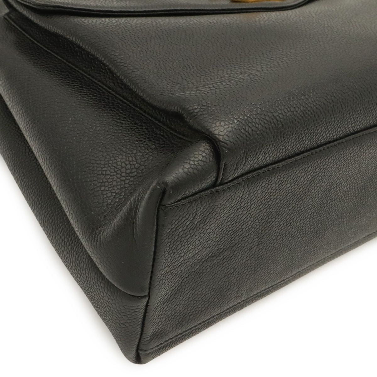 Chanel CC Logo Tote Chain Shoulder Bag Caviar Leather Black Gold — view 3