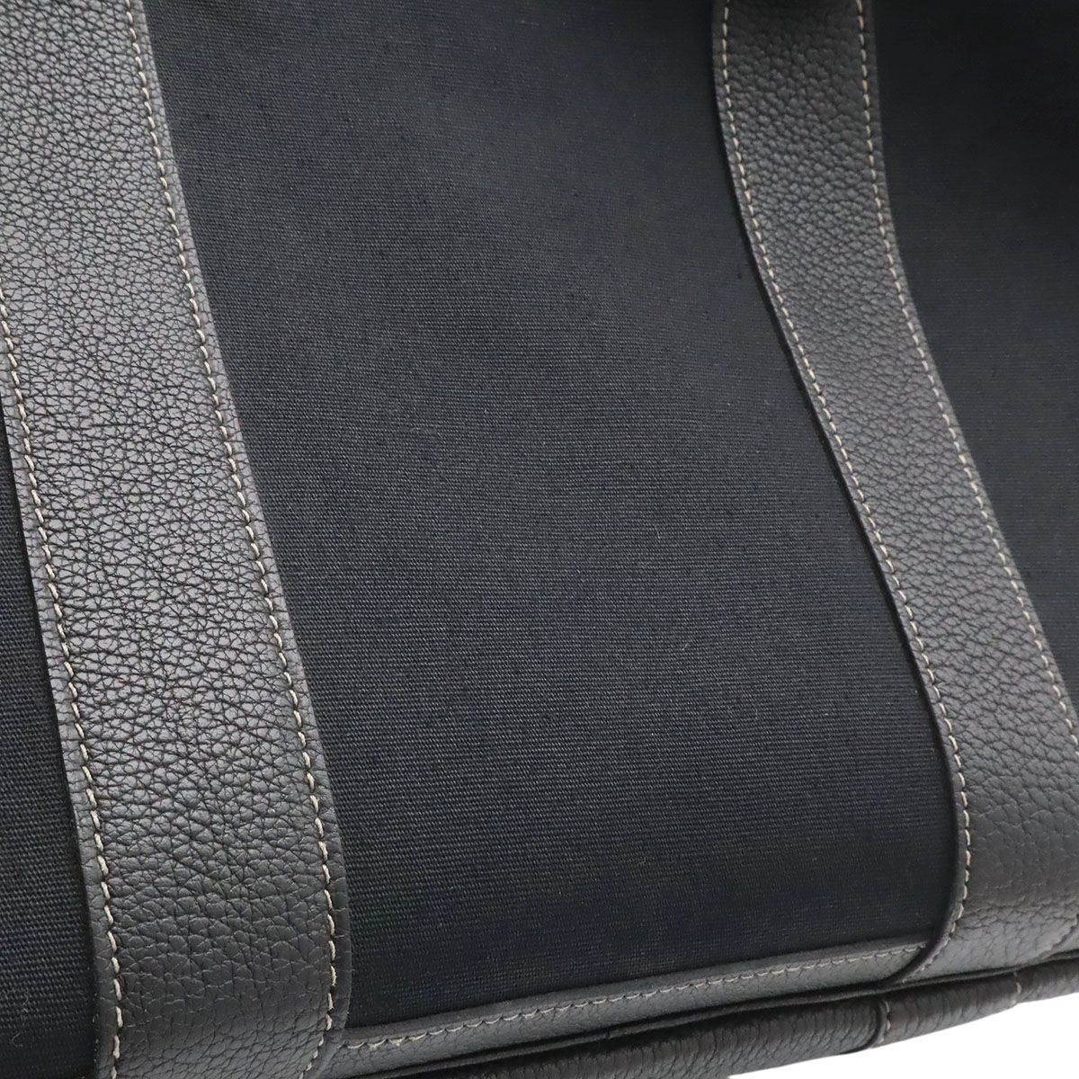 Hermes Garden Party PM Tote Shoulder Bag Toile Officier Leather Black Silver — view 8