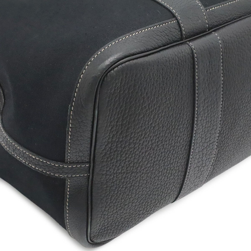 Hermes Garden Party PM Tote Shoulder Bag Toile Officier Leather Black Silver — view 3