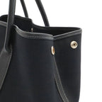 Hermes Garden Party PM Tote Shoulder Bag Toile Officier Leather Black Silver — view 7