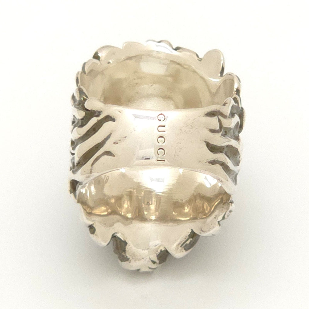 Gucci Crystal Lion Head Ring Black Aging Finish Metal — view 4