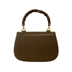 Gucci Vintage Bamboo Turnlock Leather Handbag Brown — view 3