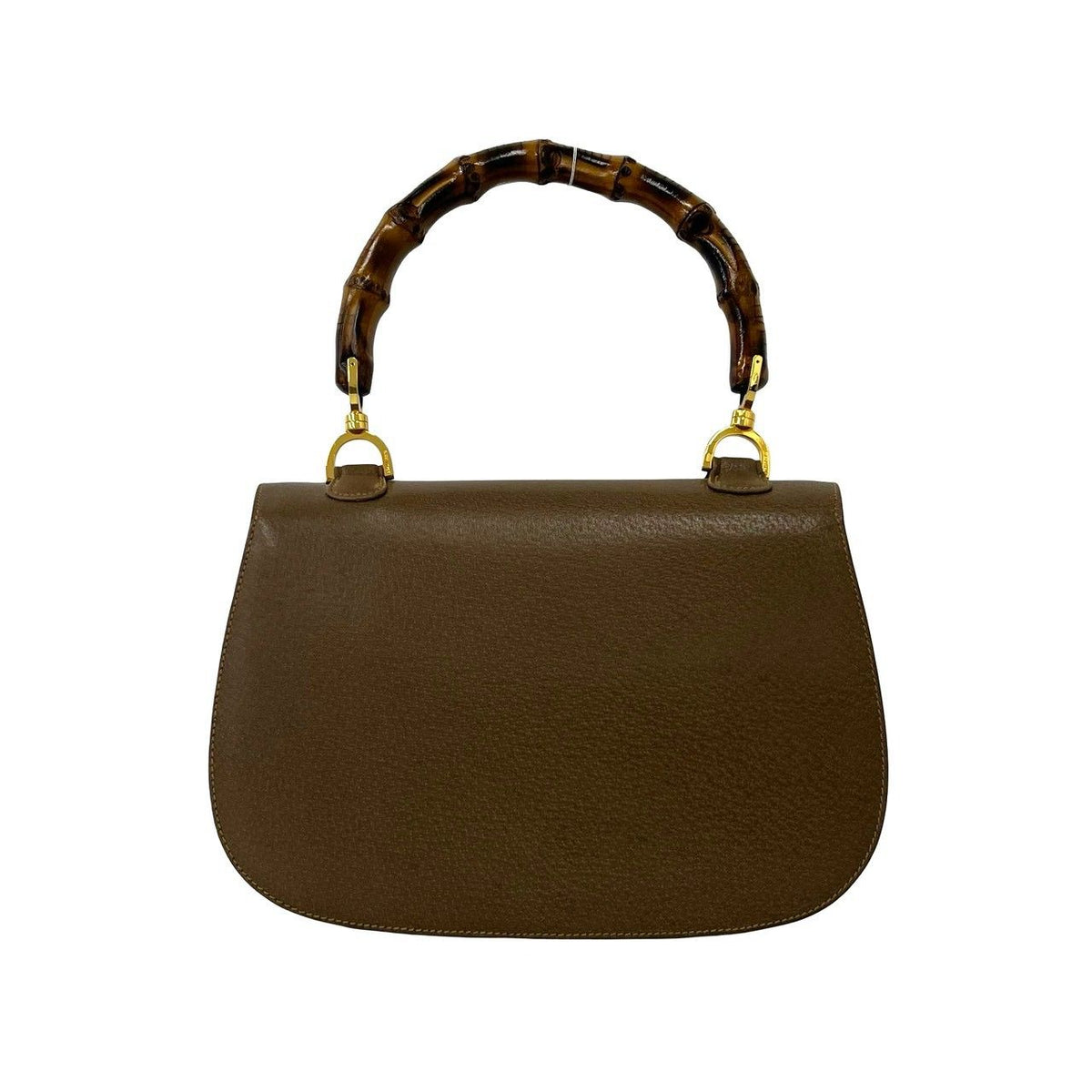 Gucci Vintage Bamboo Turnlock Leather Handbag Brown — view 3