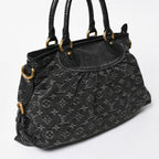 Louis Vuitton Neo Cabby MM Handbag Monogram Denim Black 2-Way Gold — view 3