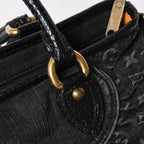 Louis Vuitton Neo Cabby MM Handbag Monogram Denim Black 2-Way Gold — view 8
