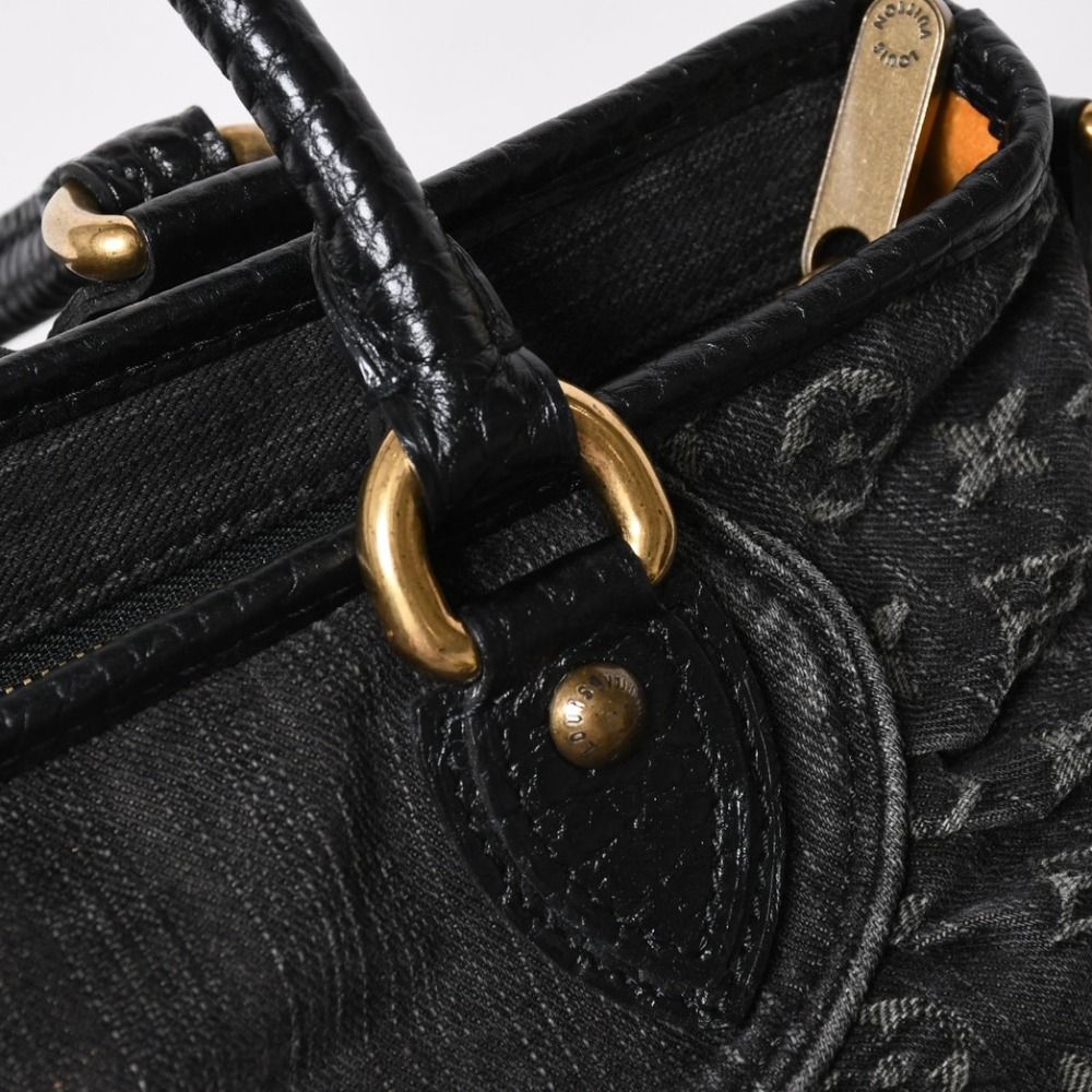 Louis Vuitton Neo Cabby MM Handbag Monogram Denim Black 2-Way Gold — view 8