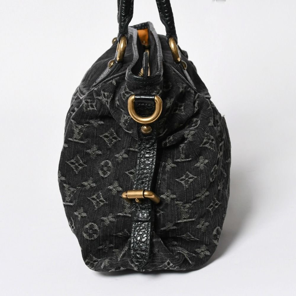 Louis Vuitton Neo Cabby MM Handbag Monogram Denim Black 2-Way Gold — view 4