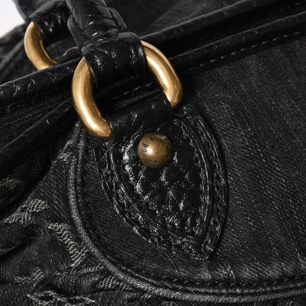 Louis Vuitton Neo Cabby MM Handbag Monogram Denim Black 2-Way Gold — view 7