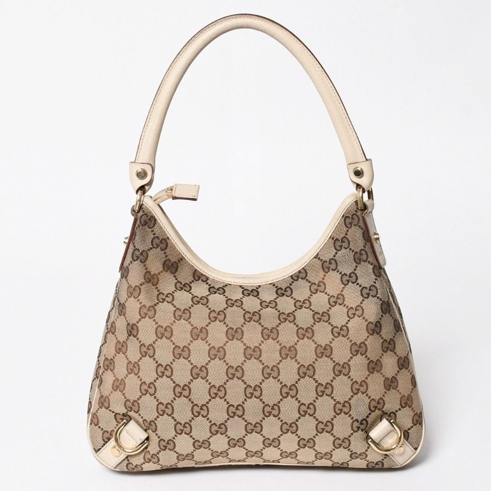 Gucci Bag Handbag GG Canvas Leather Beige White Gold — view 2