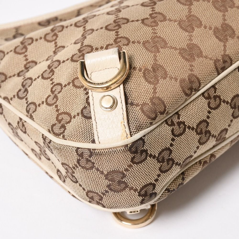 Gucci Bag Handbag GG Canvas Leather Beige White Gold — view 7