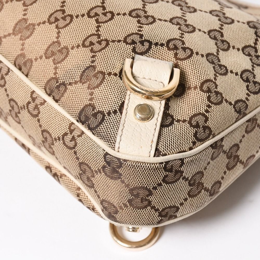 Gucci Bag Handbag GG Canvas Leather Beige White Gold — view 8