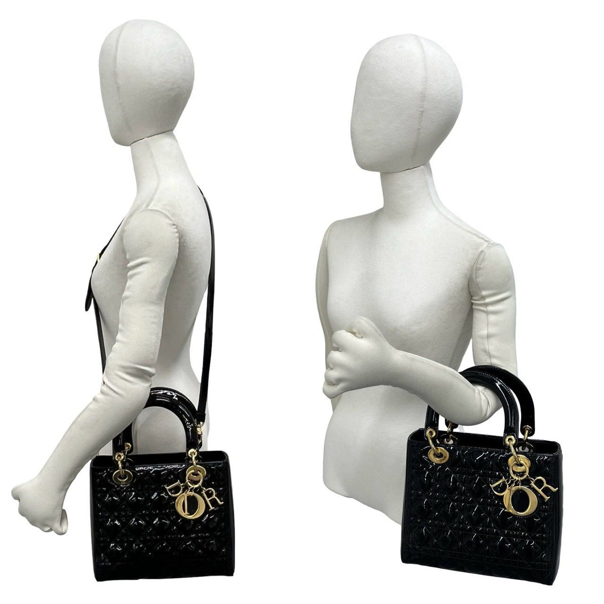 Dior Lady Cannage Stitch Leather 2-Way Shoulder Bag Black — view 2