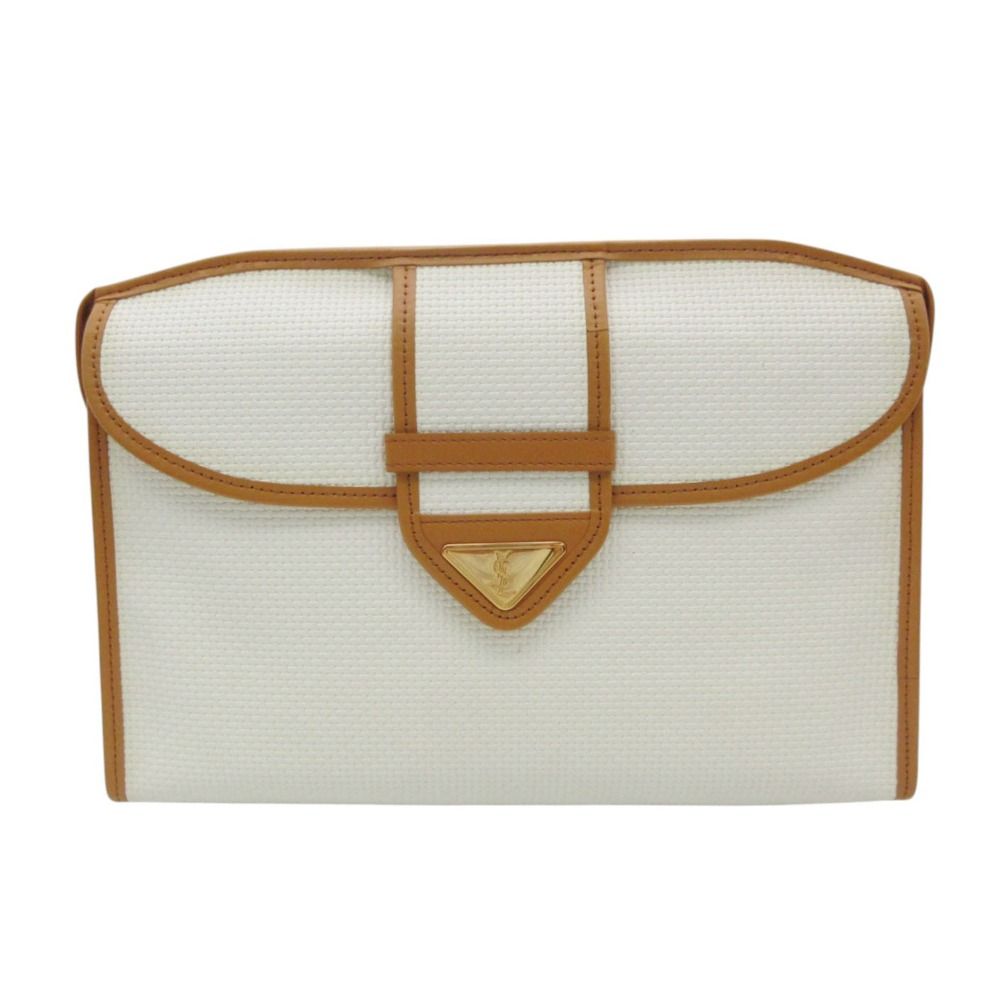 Saint Laurent Clutch Cassandra Logo Purse White