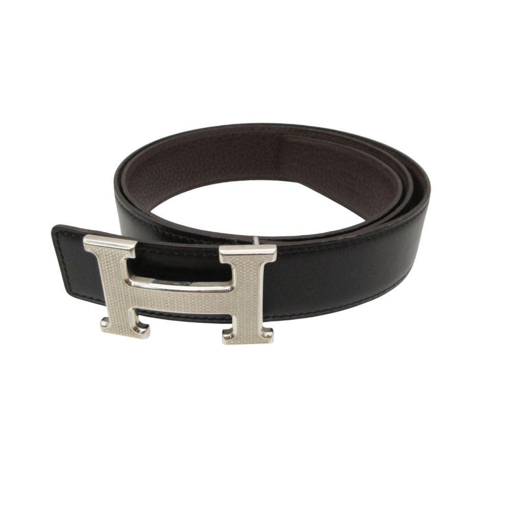 Hermes Belt Reversible Constance H Guilloche H Buckle Box Calf Togo Silver