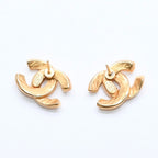 Chanel CC Logo Earrings Stamp Metal Gold Ivory — view 7
