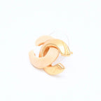 Chanel CC Logo Earrings Stamp Metal Gold Ivory — view 2