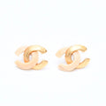 Chanel CC Logo Earrings Stamp Metal Gold Ivory