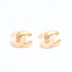 Chanel CC Logo Earrings Stamp Metal Gold Ivory