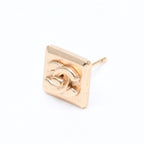 Chanel CC Logo Square Stud Earrings 02A Stamp Metal Gold — view 2