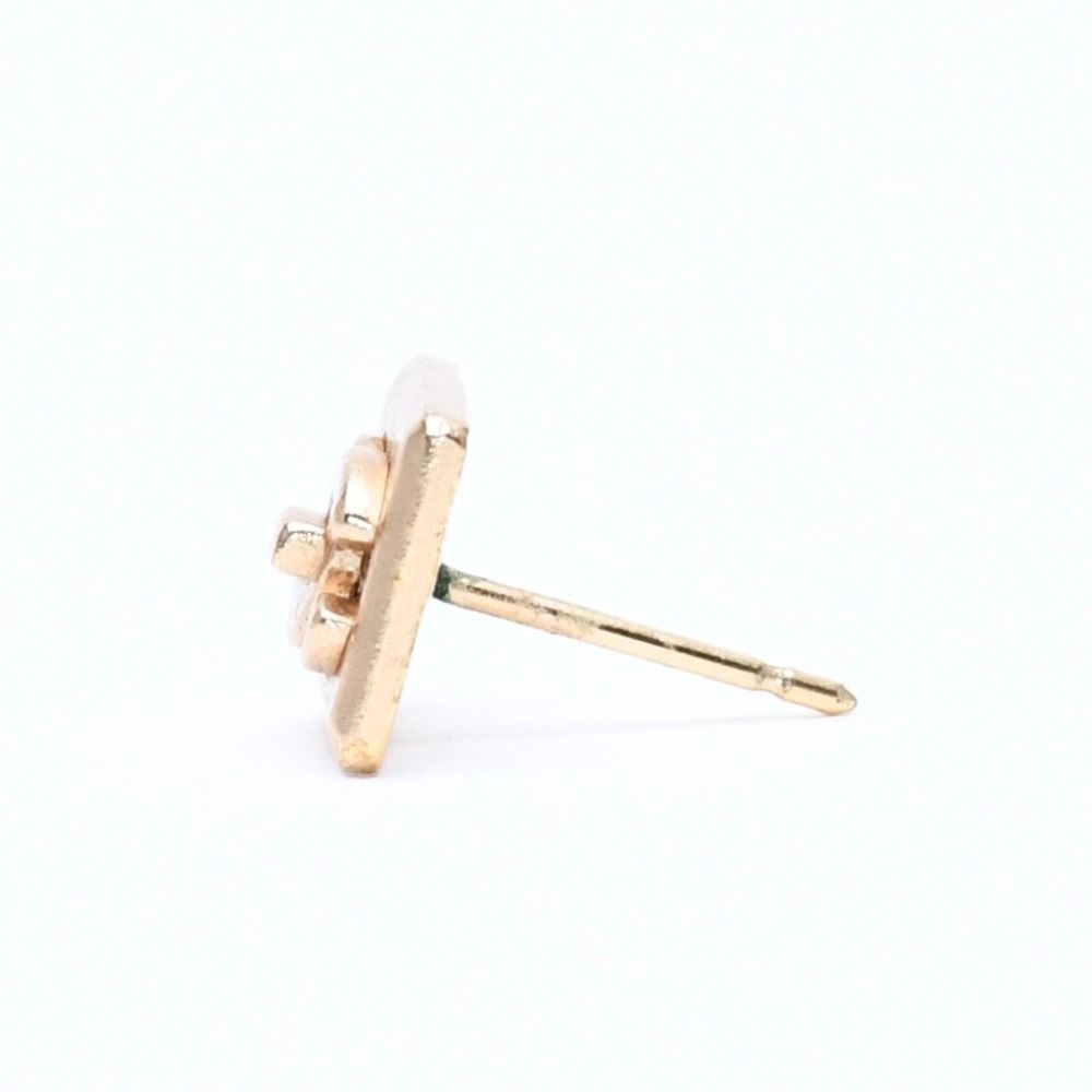 Chanel CC Logo Square Stud Earrings 02A Stamp Metal Gold — view 5
