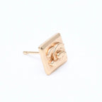 Chanel CC Logo Square Stud Earrings 02A Stamp Metal Gold — view 3