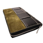 Bottega Veneta Zip Around Wallet Leather Suede Black Khaki — view 3