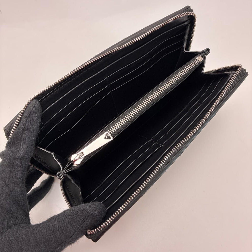 Bottega Veneta Zip Around Wallet Leather Suede Black Khaki — view 6