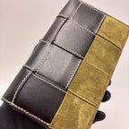 Bottega Veneta Zip Around Wallet Leather Suede Black Khaki — view 8