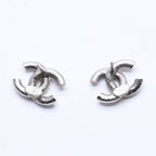 Chanel CC Logo Stud Earrings 13P Stamp Metal Rhinestone Silver Blue — view 7