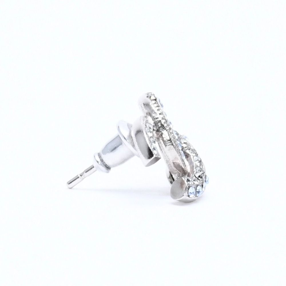Chanel CC Logo Stud Earrings 13P Stamp Metal Rhinestone Silver Blue — view 4
