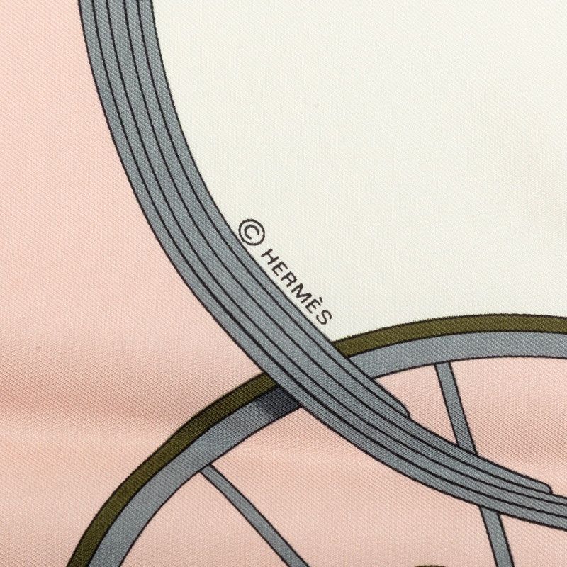 Hermes Carre 90 Spring Scarf Large Pink Multicolor Silk — view 8