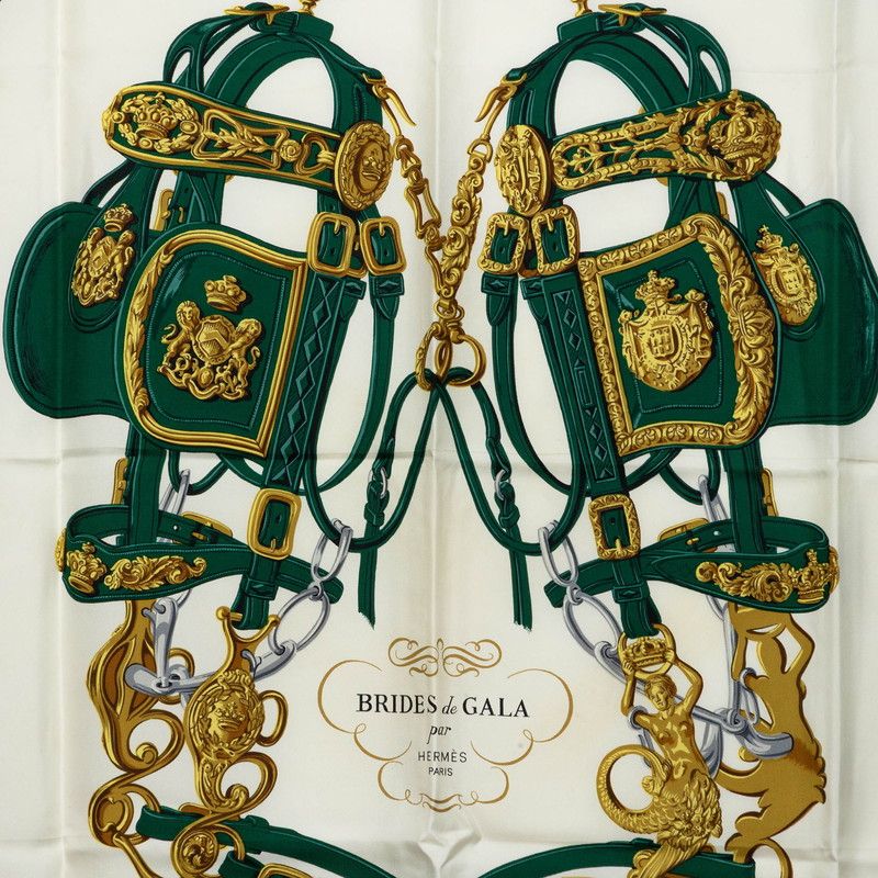 Hermes Carre 90 Brides de Gala Scarf Large Green Multicolor Silk — view 2
