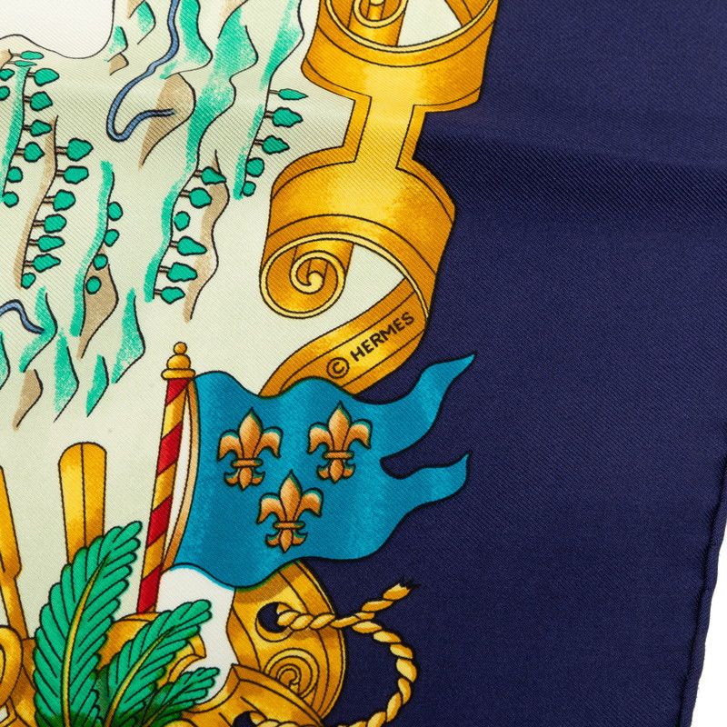 Hermes Carre 90 Voiles de Lumiere Sailing Ship of Light Scarf Large Navy — view 6