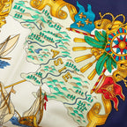 Hermes Carre 90 Voiles de Lumiere Sailing Ship of Light Scarf Large Navy — view 7