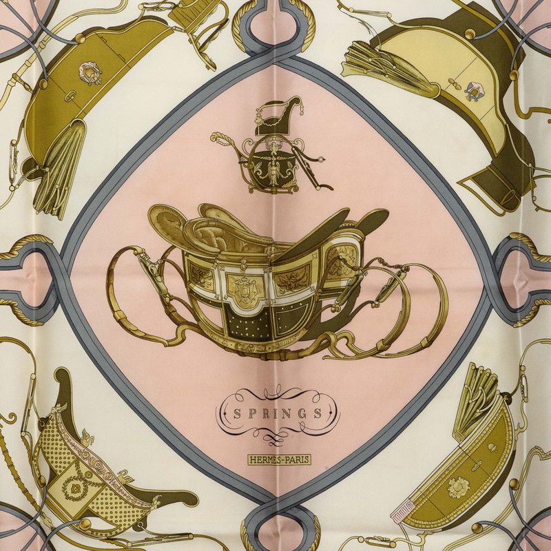 Hermes Carre 90 Spring Scarf Large Pink Multicolor Silk — view 2