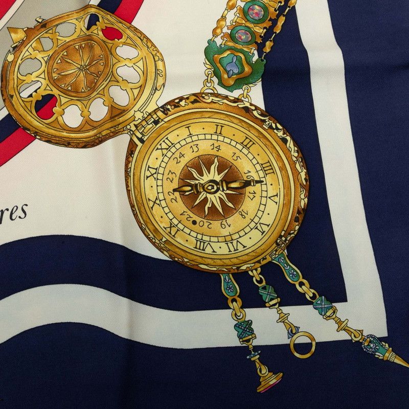 Hermes Carre 90 Parmi les Fleurs Je Compt Time Among Flowers Scarf Large Navy — view 6