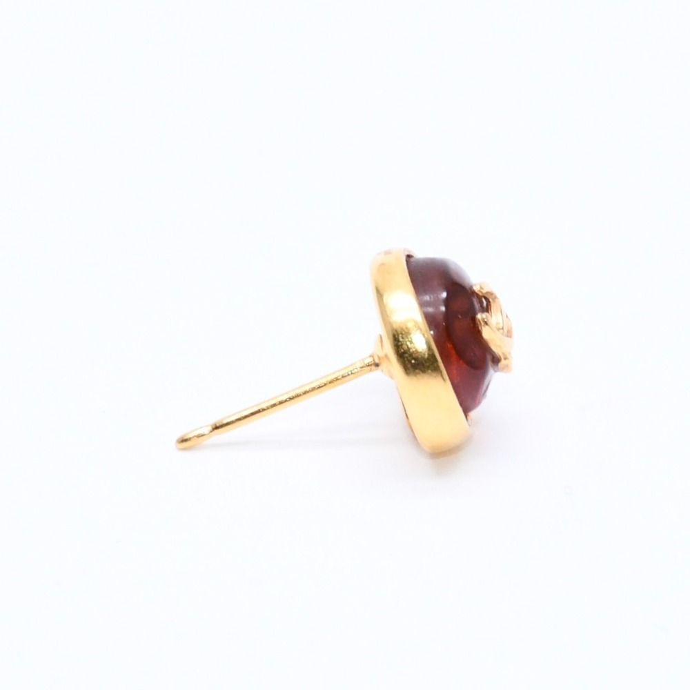 Chanel CC Logo Round Stud Earrings 99P Stamp Metal Resin — view 4