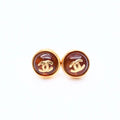 Chanel CC Logo Round Stud Earrings 99P Stamp Metal Resin