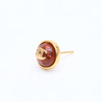 Chanel CC Logo Round Stud Earrings 99P Stamp Metal Resin — view 2