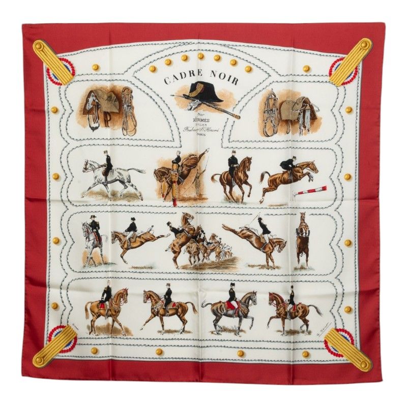 Hermes Carre 90 Cadre Noir Scarf Large Multicolor Silk
