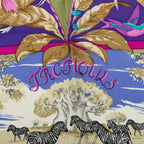 Hermes Carre 90 Tropiques Tropic Scarf Large Green Multicolor Silk — view 3