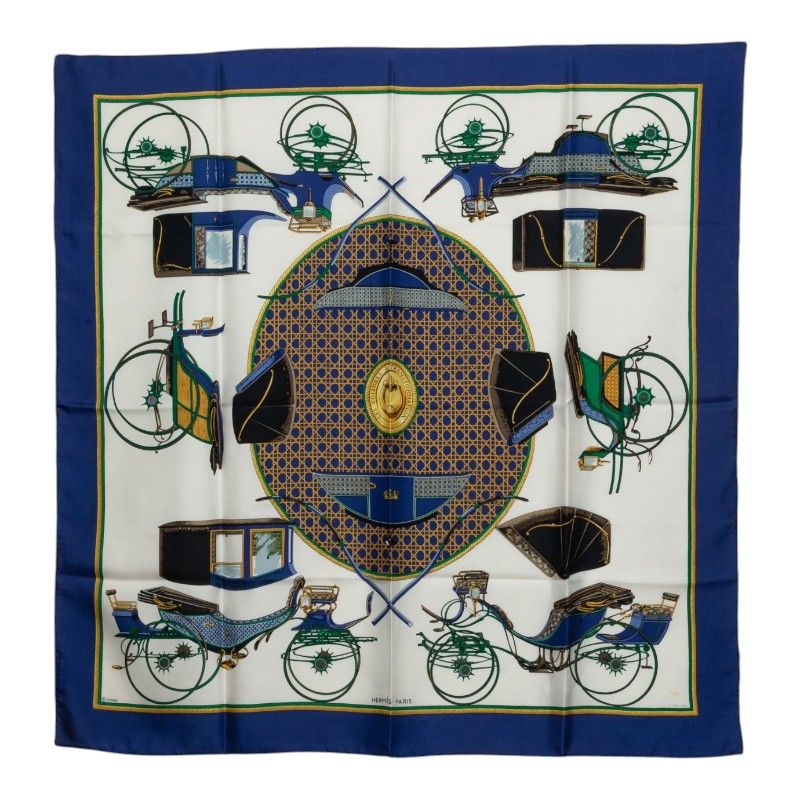 Hermes Carre 90 les Voitures Transformation Folding Canopy Carriage Scarf Large