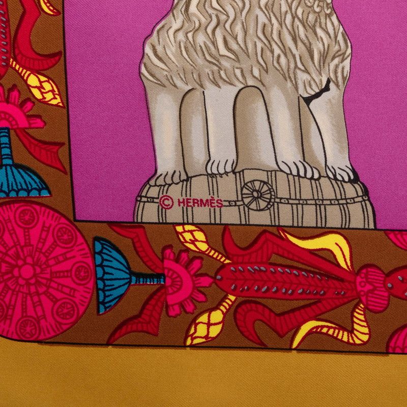 Hermes Carre 90 Torana Tower Scarf Large Pink Multicolor Silk — view 6