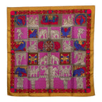 Hermes Carre 90 Torana Tower Scarf Large Pink Multicolor Silk