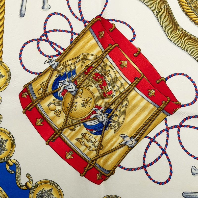 Hermes Carre 90 les Tambour Drum Scarf Large Blue Multicolor Silk — view 3