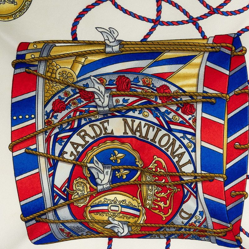Hermes Carre 90 les Tambour Drum Scarf Large Blue Multicolor Silk — view 4