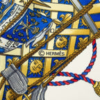 Hermes Carre 90 les Tambour Drum Scarf Large Blue Multicolor Silk — view 8